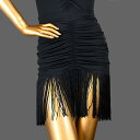 ラテンダンススカート レディース 大人用 ボリュームフリンジ セクシー シャーリング加工 ショート丈 ミニスカート 練習着 レッスンウェア 発表会 競技会 オー...