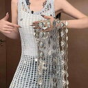 ベルト レディース メタルデザイン ウエストチェーン シルバーカラー 彫刻モチーフ レトロ ヴィンテージ調 エレガント 上品 スカート ワンピース ドレス フォ...