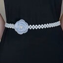 ウエストチェーン レディース カメリア フラワー フェイクパール 高級感 韓国風 ベルト ワンピース ドレス スカート 普段使い コーディネート 多用途 伸縮性...