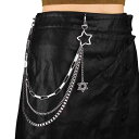 チェーンベルト レディース スターモチーフ 五角星 メタル 多層 パンク ヒップホップ ストリート系 クール インスタ映え ウエストチェーン パンツチェーン J...