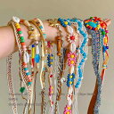 ベルト レディース ボヘミアン レトロ ハンドメイド 手編み 編み込み ウエストチェーン ビーズ 貝殻 星 花 アクセント 装飾 高級感 個性的 ファブリック ...