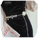 ウエストチェーン レディース 椿 パール 細身 金属製 ホワイト フリンジ タッセル 漢服 ワンピース スカート フォーマル カジュアル 普段使い ファッション...