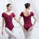 バレエウェア レディース 大人用 半袖 レオタード 体操服 練習着 ダンスレッスン フィットネス 吸湿速乾 ストレッチ 無地 オールシーズン