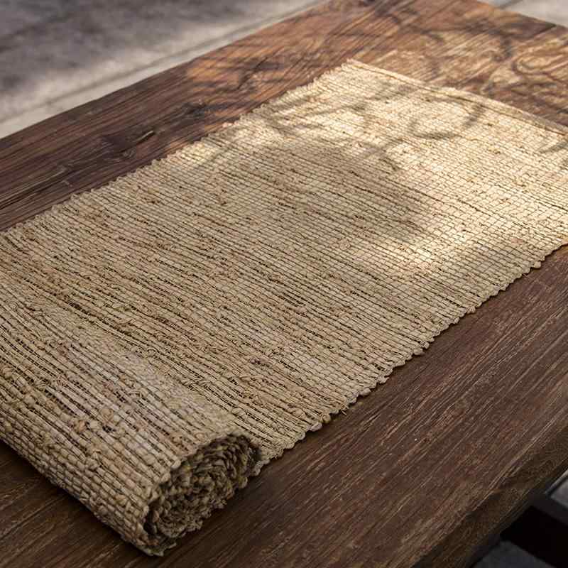 テーブルランナー 麻 リネン 苧麻 手作り ハンドメイド 禅 和風 アジアン 無地 耐熱 清涼感 長方形 茶..