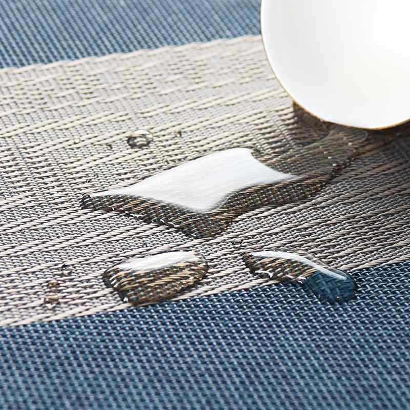 テーブルランナー 禅スタイル 和モダン 茶道 ティータイム用 リビング インテリア テーブルマット 防水 高級感 PVC製 リネン調 ブルー系 ライトブラウン系 梅柄 ダークゴールド シルバーグレー