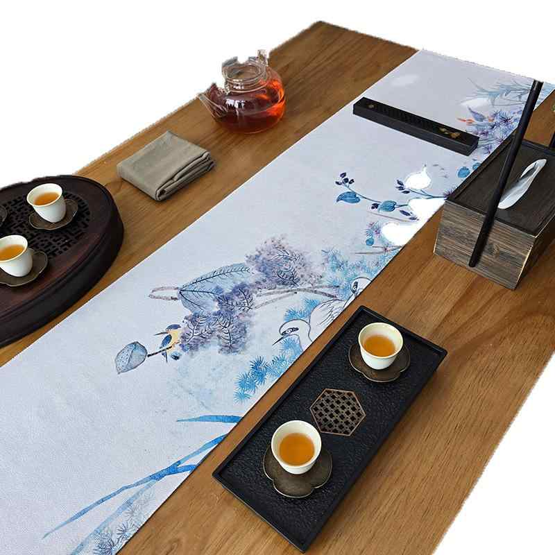 テーブルランナー 新中式 禅風 モダンチャイニーズ レトロデザイン 高級感 上品 ポリエステル製 茶卓マット リビング ダイニング 食卓用 長方形 ロング装飾 敷物