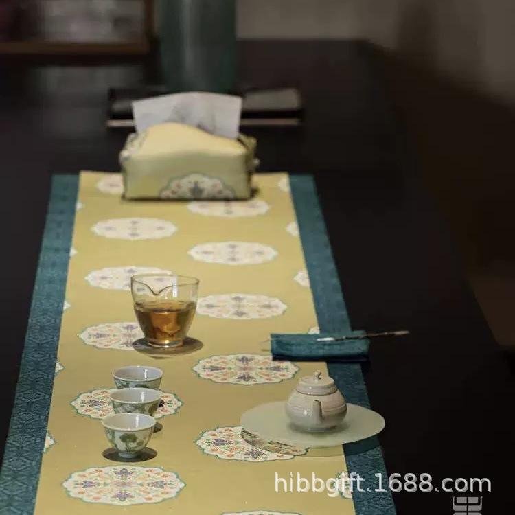 テーブルランナー 新中式 レトロ 禅風 錦織 布製 両面 リバーシブル 茶席 茶道 テーブルマット テーブルクロス リビング 店舗用 来客用 おもてなし ストライプ柄