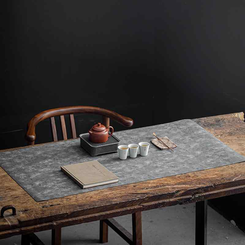 茶席 レザー 防水 両面 茶道マット 高級感 禅風 和モダン 茶卓マット テーブルランナー お茶会 来客用 ..