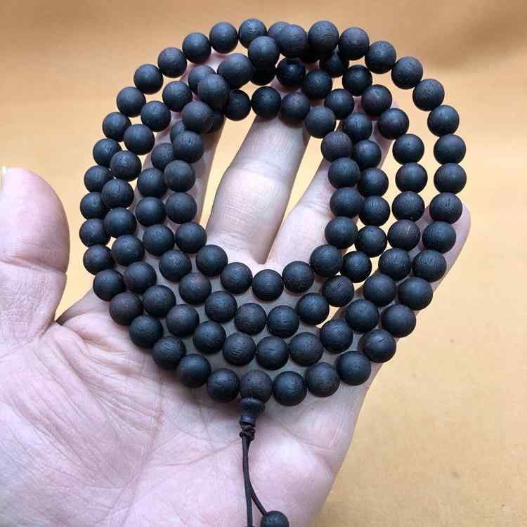 数珠 男女兼用 ミャンマー産 降真香 小葉 奇楠級 軟油 糖結 麻糸 ココナッツミルク香 8mm 108玉 高品質 念珠 仏教数珠 パワーストーン お守り ブレスレット レトロ