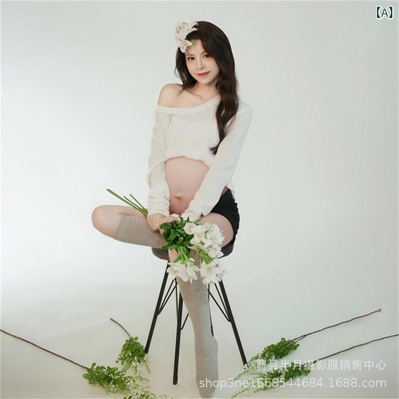 マタニティフォト衣装 レディース 妊婦 写真撮影用 自宅 スタジオ撮影 ゆったり リラックス ポリエステ..