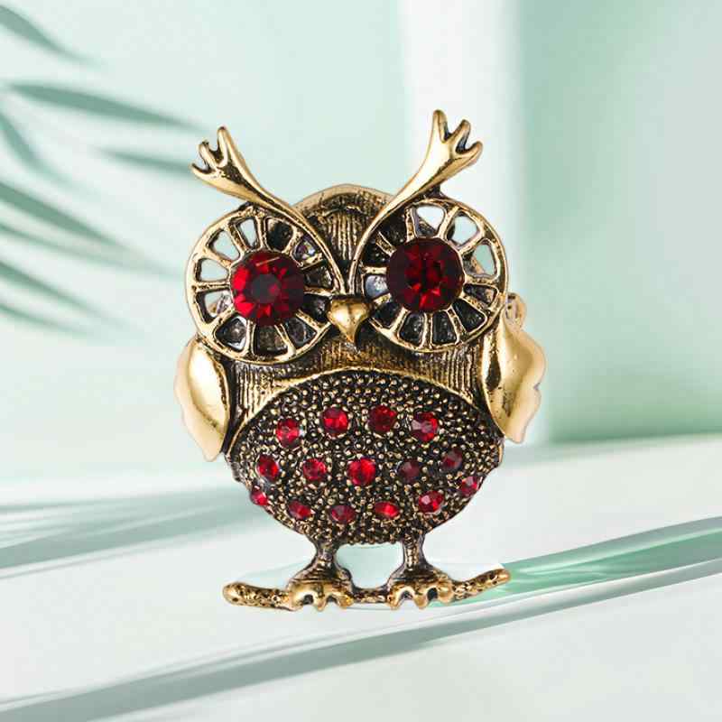 ブローチ 男女兼用 欧米風 ファッション レトロ ヴィンテージ アンティーク 高級感 立体 猫頭鷹 電鍍 ..