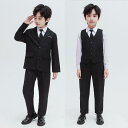 スーツ 男の子 キッズ ジュニア ブリティッシュスタイル フォーマル セットアップ パンツスーツ 長袖 ロングパンツ 結婚式 発表会 演奏会 入学式 卒業式 七五三 衣装 ポリエステル混紡 春 秋 ブルー ブラック 無地 柔らかな肌触り