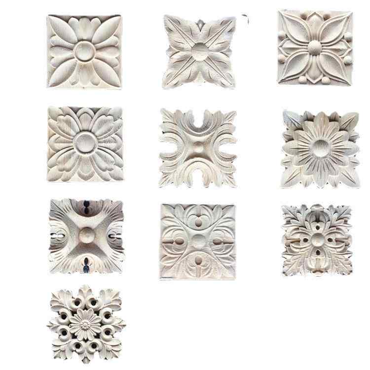 木彫り ヨーロピアン 無垢材 天然木 東陽木彫り 角飾り 正方形 装飾彫刻 ローマ様式 円柱 柱頭飾り インテリア DIY