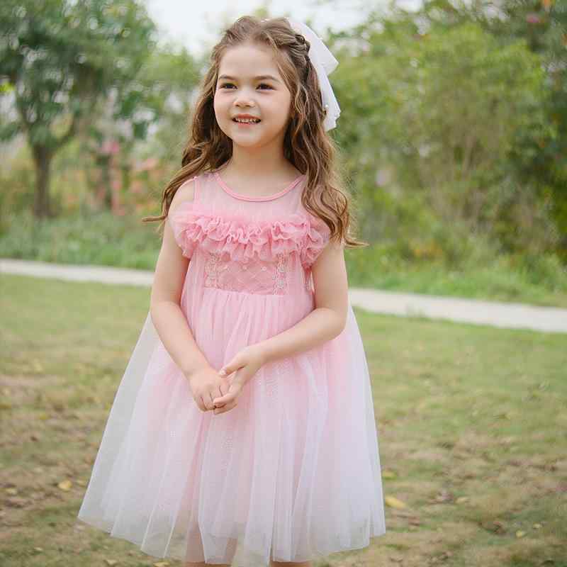 ワンピース 女の子 女児 プリンセスドレス 花柄 半袖 ラウンドネック チュール シアーメッシュ 韓国風 ..