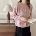 ニットカーディガン レディース フレンチガーリー 大人かわいい ラウンドネック ふわふわ もちもち さくらんぼ柄 立体刺繍 ポリエステル アクリル ルーズシルエット ドロップショルダー 長袖 ミドル丈 シングルボタン カジュアル 春秋 羽織り(x2)