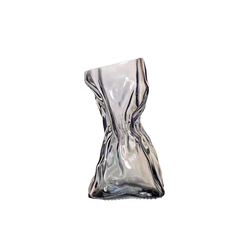 花瓶 SNS映え 高級感 軽やか モダン ミニサイズ ガラス製 プリーツ加工 折り紙デザイン 水栽培 生け花 フラワーベース インテリア雑貨 オブジェ