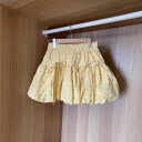 スカート レディース ハイウエスト Aライン ミニ丈 ショート丈 チューリップスカート 蝶結び 小花柄 プリント デザイン 個性派 小柄向け ポリエステル フレア 夏 フェミニン ガーリー きれいめカジュアル 普段使い お出かけ デート 黄色 白