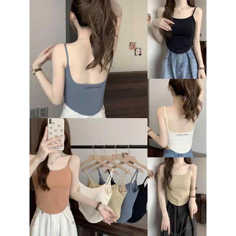 キャミソール ブラトップ レディース シームレス レタープリント 美背デザイン 接触冷感 無地 カップ付..