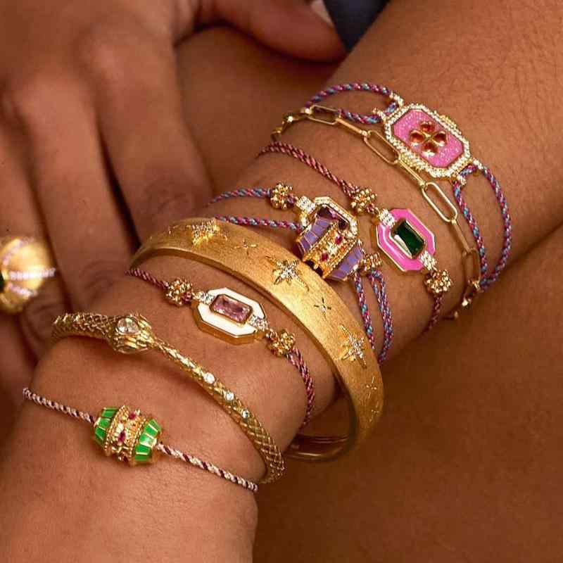 ブレスレット レディース レトロ アンティーク調 個性的 タロットカードモチーフ 四つ葉のクローバー ボヘミアン 欧米風 ジルコニア装飾 幾何学模様 銅製 エナ...