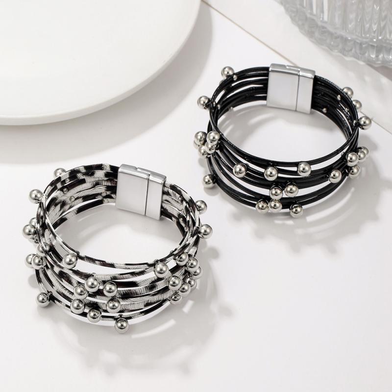 ブレスレット レディース 女性用 ボヘミアン スタイル 天然真珠 パール 水晶 クリスタル 合金 PUレザー..