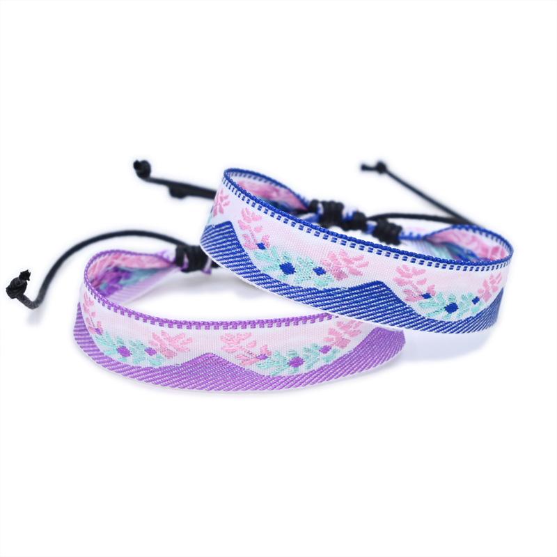 ブレスレット 男女兼用 カップル ペア 刺繍 ボヘミアン エスニック 花柄 葉っぱ柄 ナチュラル ガーリー..