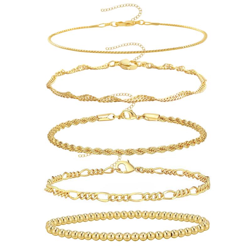 ブレスレット レディース ファッション 多層チェーン レイヤード シンプル ボヘミアン 銅製 ゴールドメ..