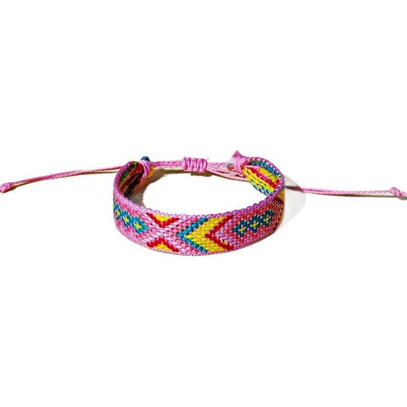 ミサンガ 男女兼用 ユニセックス ネパール 民族風 ボヘミアン レトロ エスニック ハンドメイド 手編み カラフル 多色 布製 ファブリック 幾何学模様 友情 ...