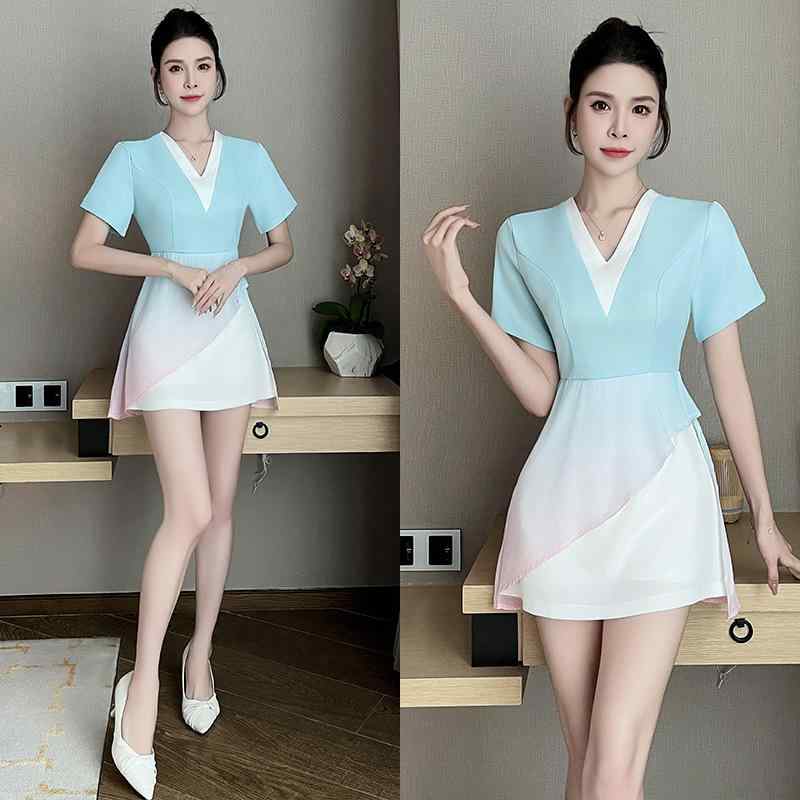 制服 ユニフォーム レディース エステ スパ マッサージ サロン 施術着 技術者 スタッフ 細見え おしゃ..