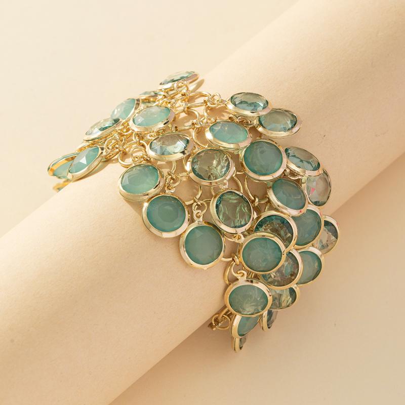 ブレスレット レディース 欧米風 ボヘミアンスタイル 幾何学模様 ラウンド アクリル エスニック 上品 ..