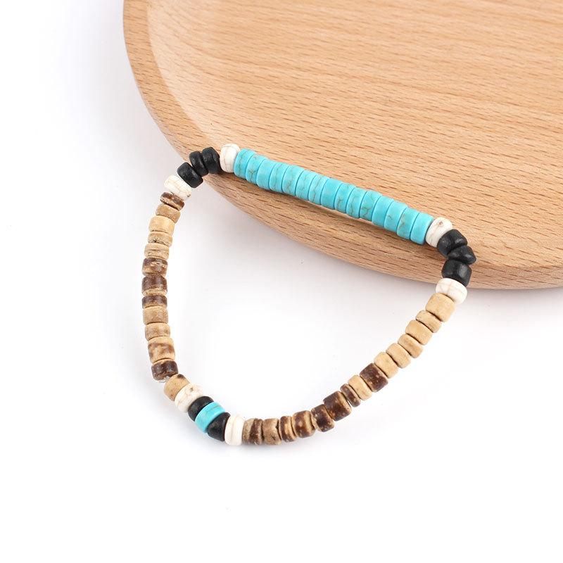 ブレスレット レディース ボヘミアン風 ココナッツシェル 貝殻 ミックスカラー 手作り おしゃれなデザイン レトロ感 ナチュラル 清楚 かわいい 幾何学模様 普...