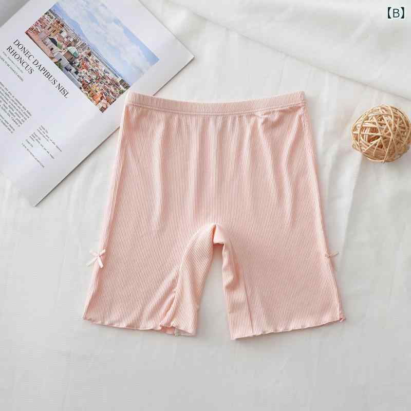 ショートパンツ 女の子 キッズ 子供用 かわいい インナーパンツ 安全パンツ ショーツ一体型 透け防止 見せパン防止 5分丈 ひざ丈 モダール ストレッチ レース リボン 肌触りなめらか 柔らかい 普段使い デイリー カジュアル 韓国風 3