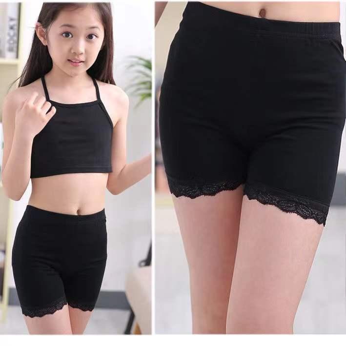 インナーパンツ 女の子 キッズ ジュニア 透け防止 ショート丈 三分丈 モダール素材 肌触り滑らか 伸縮..