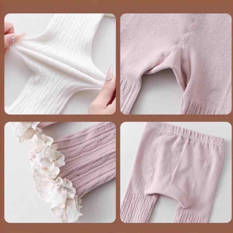 レギンス ベビー 女の子 キッズ 子供 九分丈 フットレス フリル レース スパッツ 春秋 かわいい プリン..