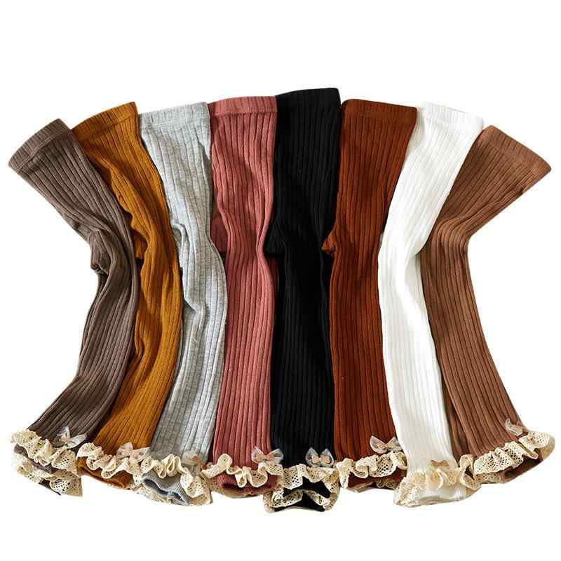 キッズ 女の子 レギンス スパッツ 九分丈 精紡綿 高品質コットン 中厚手 春秋 無地 レース 提花織り 通気性 普段使い 外出着 3歳 8歳 幼稚園 小学生向け 安心安全A類基準