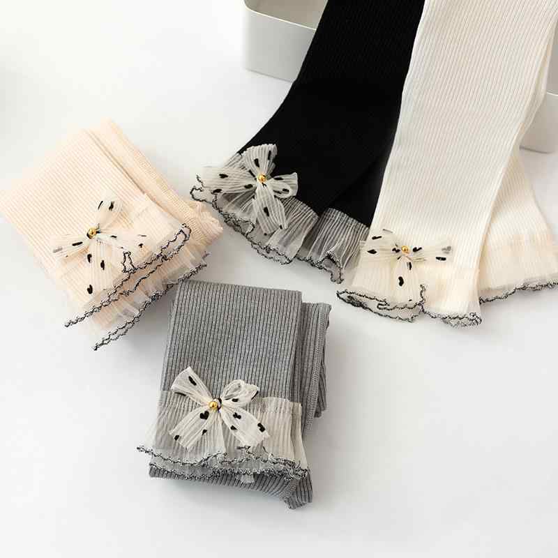 レギンス 女の子 キッズ 子供用 中厚手 フリル レース おしゃれ 普段使い お出かけ用 春 秋物 綿混 コ..