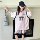 キッズ 女の子 ジュニア 速乾性 薄手 ソフト スポーツウェア 半袖 ショートパンツ 短パン 上下セット カジュアル プリント トレーニング バスケットボール ウェア おしゃれ 夏用