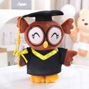 ぬいぐるみ キッズ 卒業記念品 ギフト プレゼント 博士帽子 パンダ フクロウ 目閉じ 目開け テディベア くま マスコット 人形 かわいい ふわふわ PP綿 ショートパイル 25cm ブラウン グレー