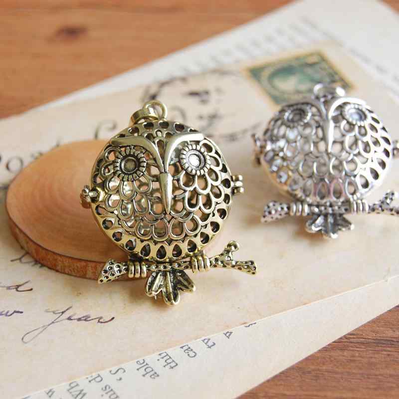 ネックレス ペンダント レディース レトロ フクロウ 梟モチーフ アンティーク調 アロマ ロケット 香水 ..