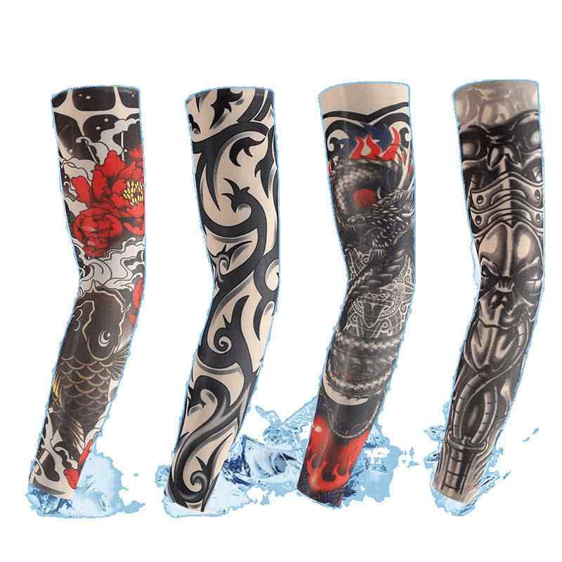 アームカバー メンズ タトゥー柄 刺青デザイン 夏用 UVカット 接触冷感 運転 サイクリング バイク 作業..