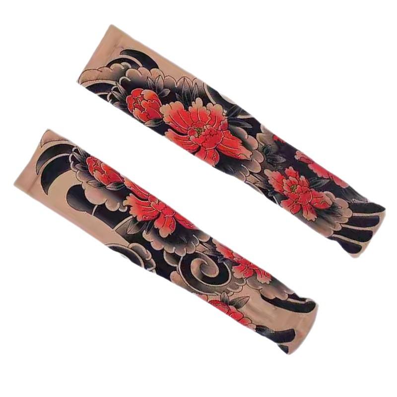 アームカバー メンズ レディース 男女兼用 タトゥー柄 刺青デザイン 和柄 アニマル柄 花柄 UVカット 日焼け防止 接触冷感 吸湿速乾 夏用 サイクリング 運転 ドライブ アウトドア スポーツ 高撚りナイロン 伸縮性 腕カバー