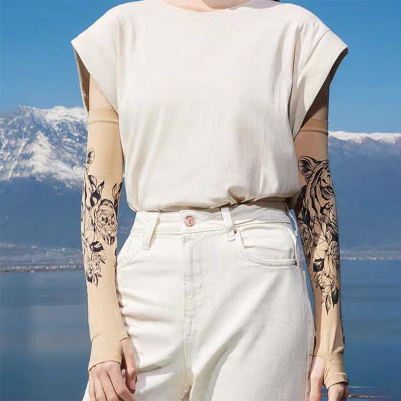 アームカバー メンズ レディース 男女兼用 タトゥー柄 フェイクタトゥー UVカット 日焼け対策 接触冷感 吸湿速乾 夏用 サイクリング ドライブ スポーツ アウトドア 高撚りナイロン アームスリーブ