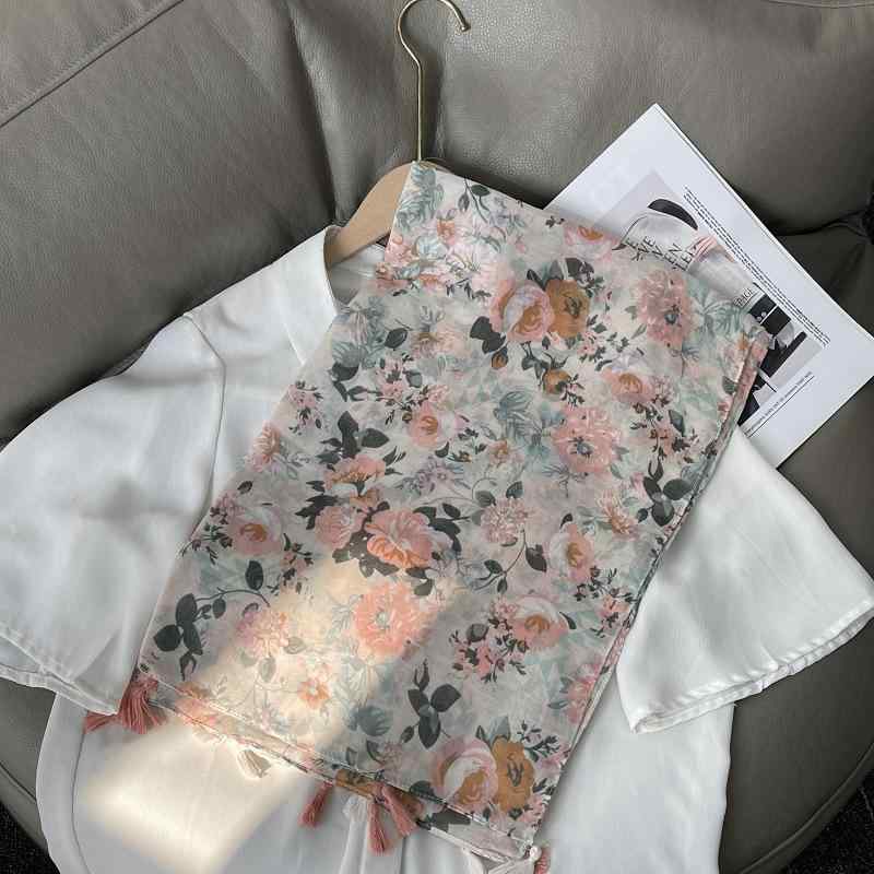 ストール レディース 無地 花柄 綿麻 ポリエステル 薄手 透け感 エレガント 爽やか 旅行 日焼け対策 UV..