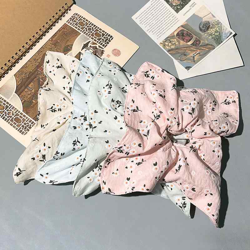 シュシュ レディース 日韓風 デイジー 花柄 ポニーテール ヘアゴム ボヘミアン風 スカーフ バンダナ 布..