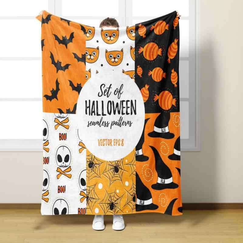 毛布 ハロウィン カボチャ おばけ キャラクター ブランケット フランネル ポリエステル デジタルプリン..