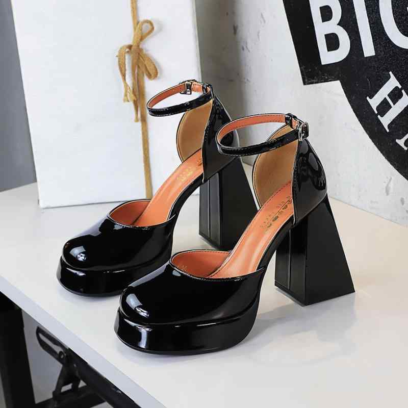 サンダル レディース プラットフォーム 厚底 超高ヒール チャンキーヒール ラウンドトゥ オープントゥ ..