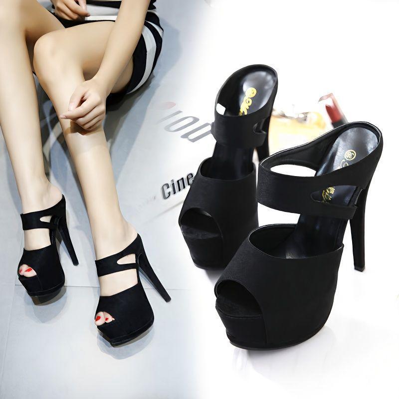 ミュール レディース サンダル 超ハイヒール ピンヒール ストーム プラットフォーム オープントゥ 韓国..