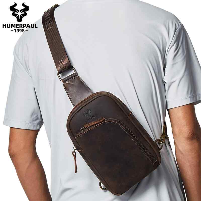 ボディバッグ メンズ 男性用 本革 牛革 フルグレインレザー クレイジーホースレザー カジュアル ショルダーバッグ 斜め掛け 大容量 軽量 負担軽減 8インチタブレット対応 普段使い デイリーユース 旅行用 コーヒー ダークブラウン ブラック