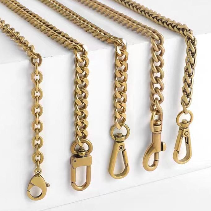 バッグストラップ 交換用 鞄用 メタルチェーン ショルダーベルト 斜め掛け 古銅色 アンティークブロン..