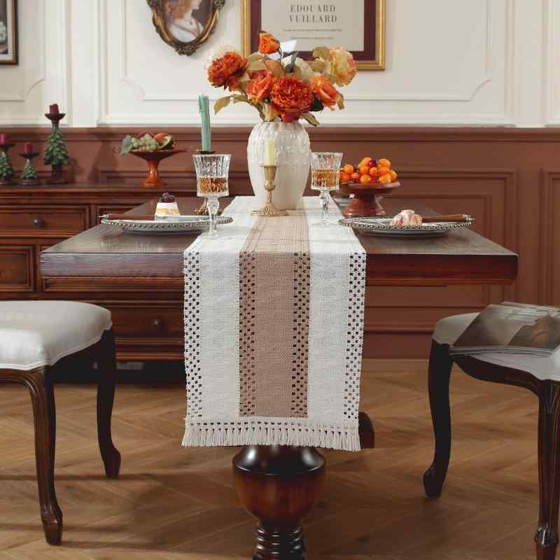 テーブルランナー レトロ ナチュラル ウッド調 禅風 和モダン ダイニングテーブル コーヒーテーブル テ..