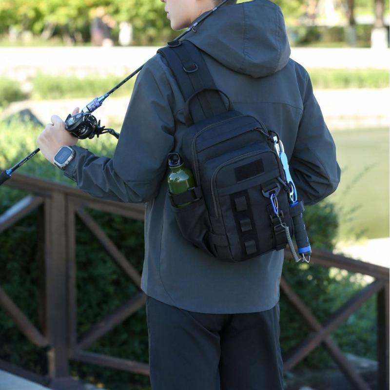 フィッシングバッグ アウトドア 大容量 防水 600D オックスフォード生地 ルアーケース 釣り具収納 竿 ..